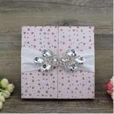 Pink Silk Box Invitation with Delicate Buckle Personalized Custom